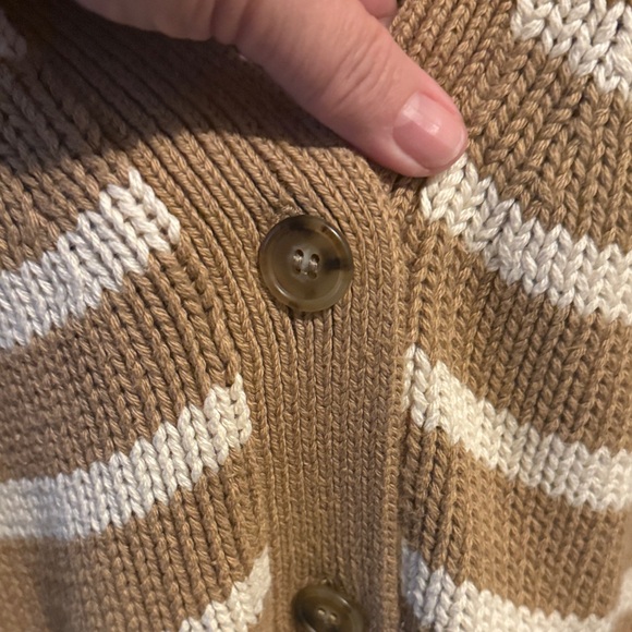 J. Crew Women's Camel and Natural Heritage cotton Striped Cardigan - Picture 7 of 10